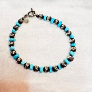 Unisex Genuine Turquoise & Sterling Silver Bracelet – Artisan Southwestern Style